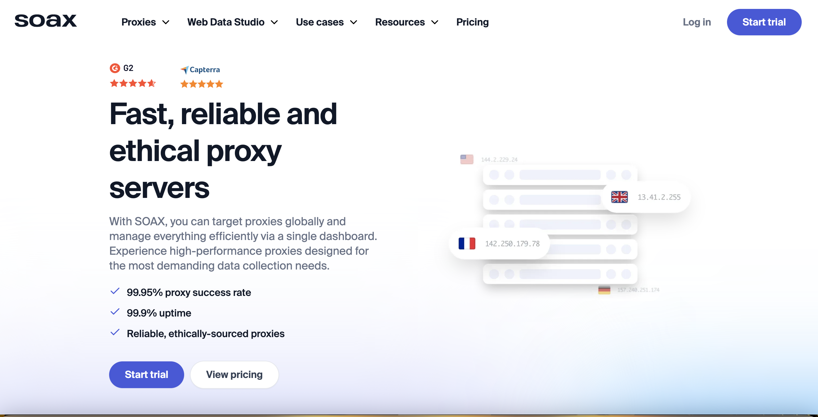 SOAX mobile proxy targeting interface