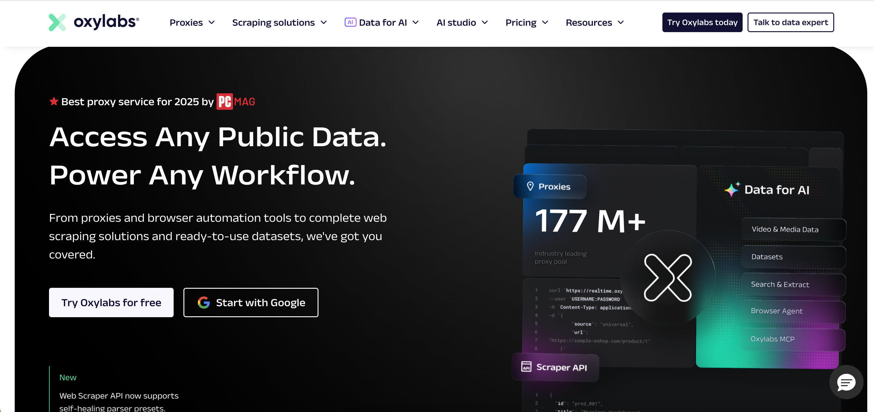 Oxylabs dashboard and Web Scraper API screenshot