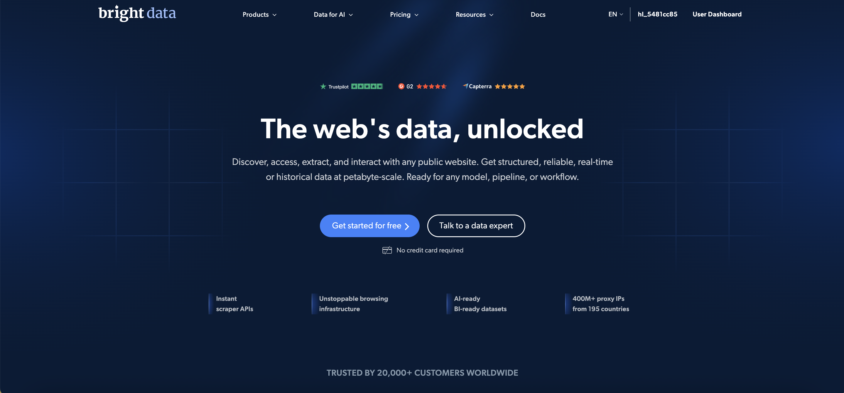 Bright Data proxy dashboard interface 2026